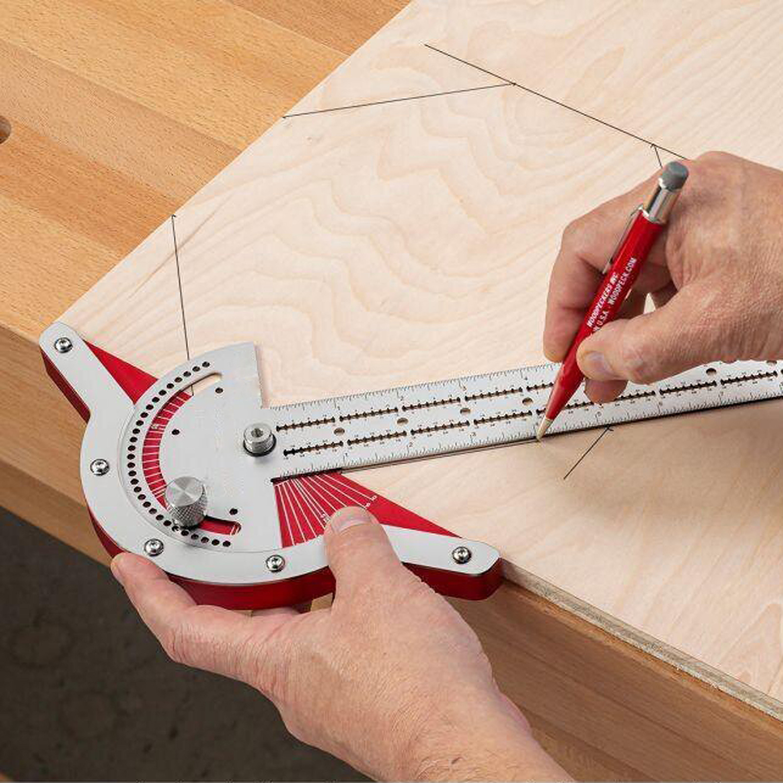 Woodworkers Edge Ruler Protractor Angle Protractor Two Arm Woodworking Ruler Measure Instruments Carpentry Tools - Image 4