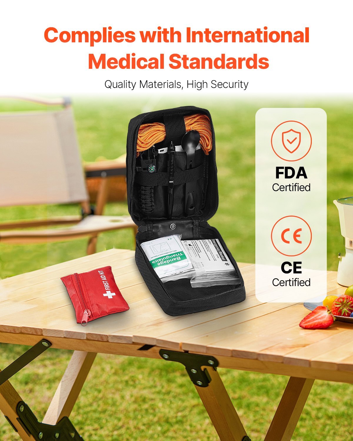 Survival First Aid Kit 250 Pieces Emergency Medical Trauma Bag For Camping Home - Image 3